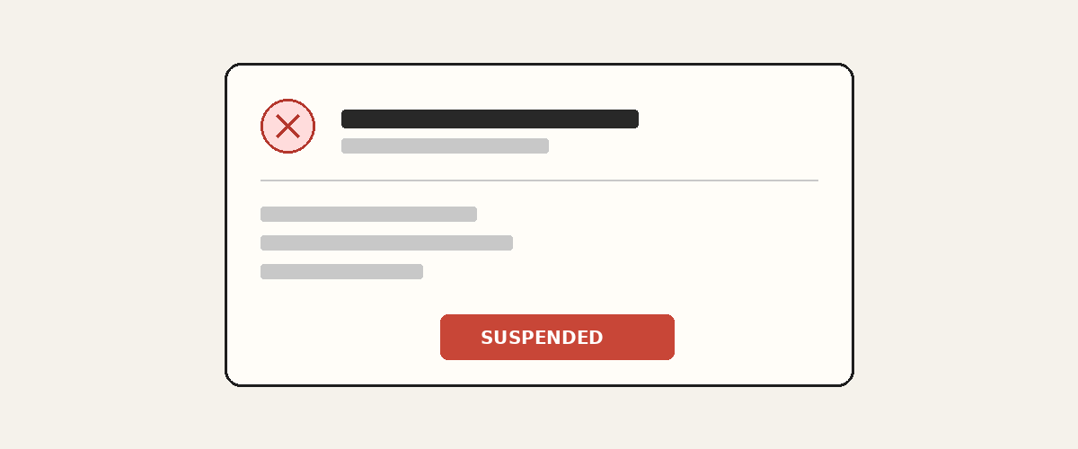 Illustration of a suspended Google Business Profile status